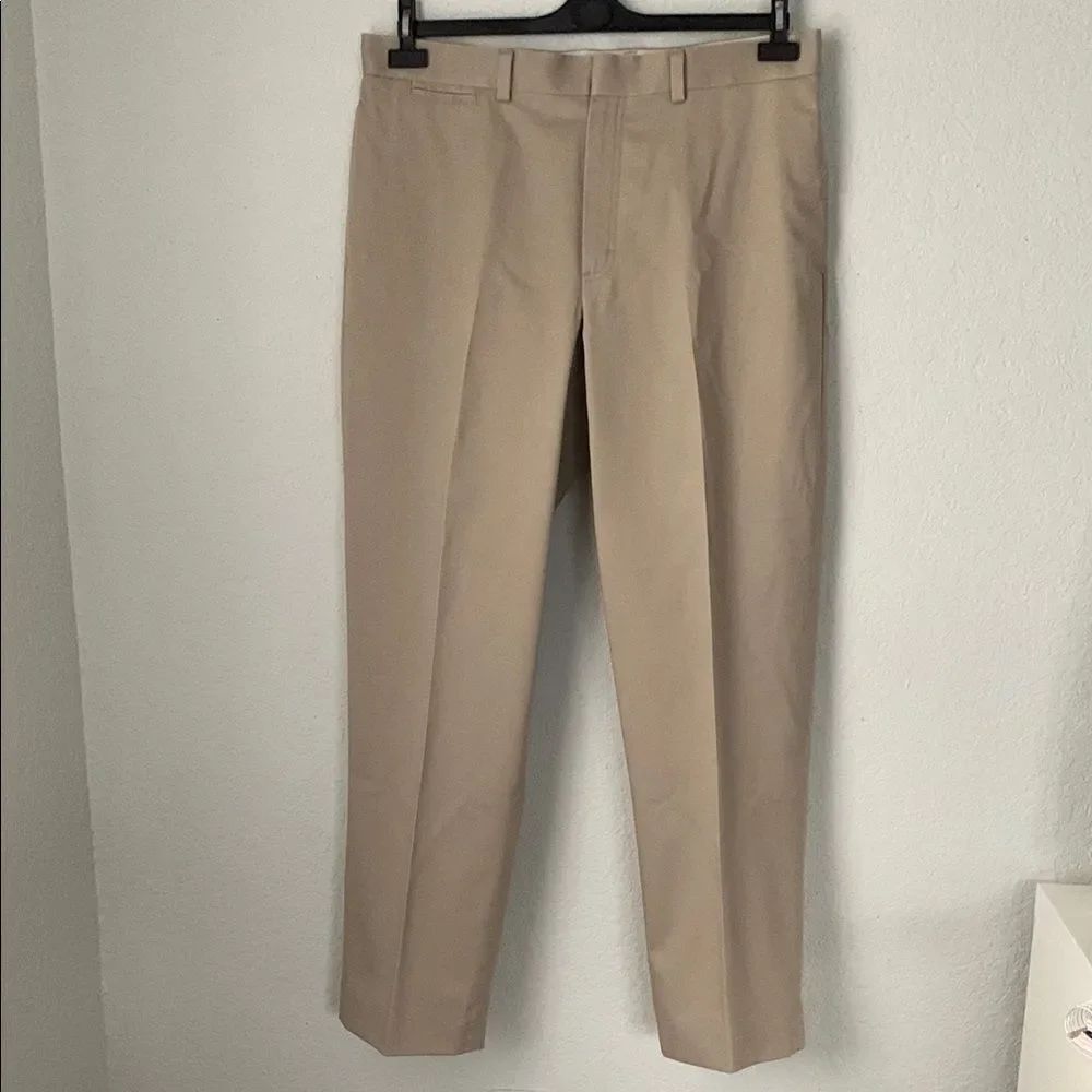 L.L. Bean Tan Chinos Flat-Front Straight Leg Cotton Men’s Size 35